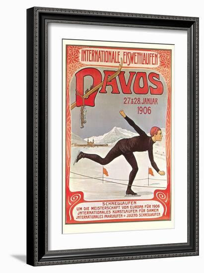 Swiss Speed Skating Poster, Davos-null-Framed Premium Giclee Print