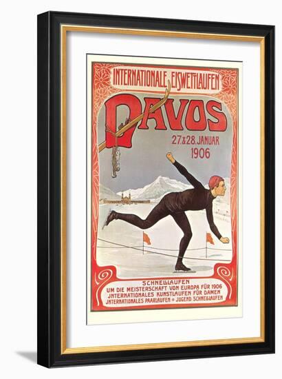 Swiss Speed Skating Poster, Davos-null-Framed Premium Giclee Print
