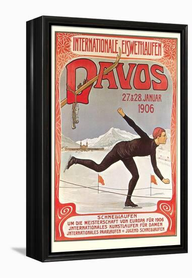 Swiss Speed Skating Poster, Davos-null-Framed Stretched Canvas