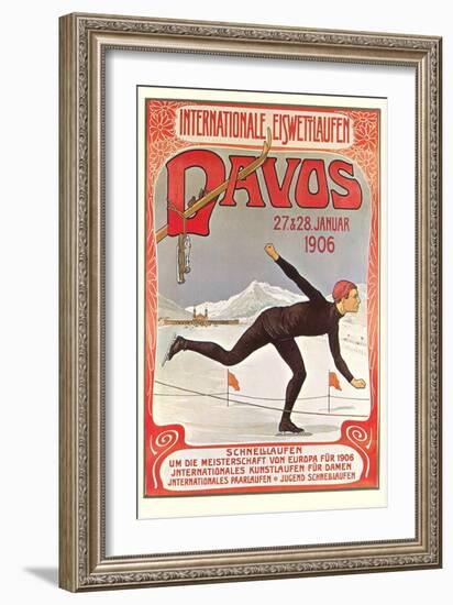 Swiss Speed Skating Poster, Davos-null-Framed Art Print