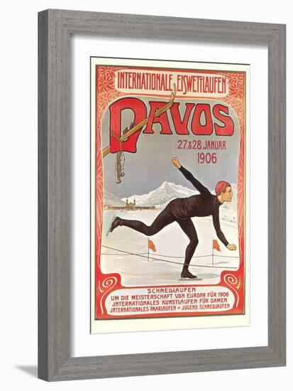 Swiss Speed Skating Poster, Davos-null-Framed Art Print