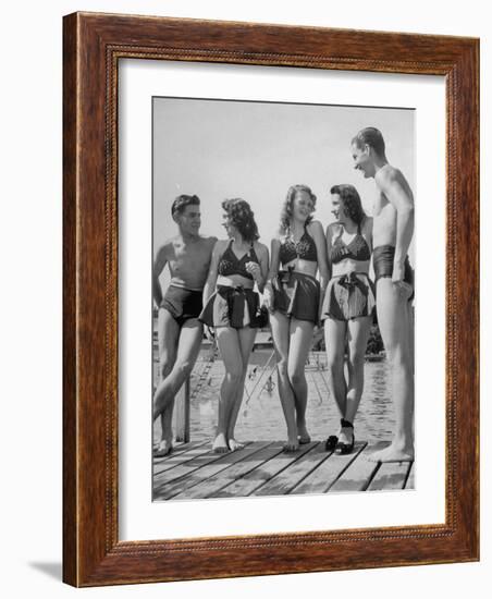 Swiss Youths Standing on the Boardwalk at the Beach-Yale Joel-Framed Photographic Print