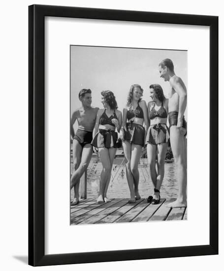 Swiss Youths Standing on the Boardwalk at the Beach-Yale Joel-Framed Photographic Print