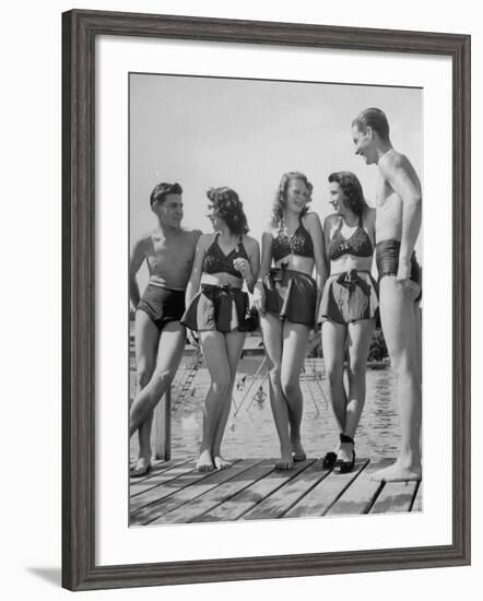 Swiss Youths Standing on the Boardwalk at the Beach-Yale Joel-Framed Photographic Print