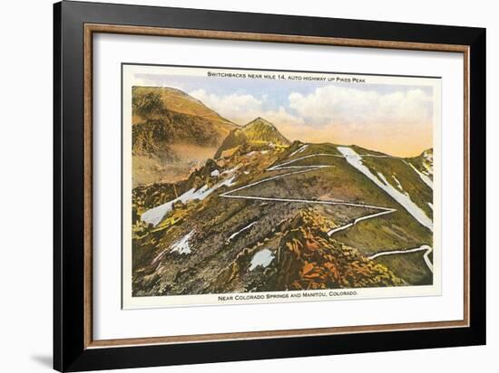 Switchbacks up Pike's Peak, Colorado-null-Framed Art Print