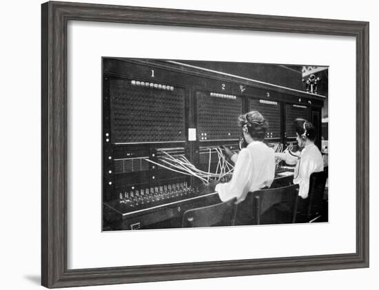 Switchboard Operators at Work, Early 20th Century-null-Framed Giclee Print
