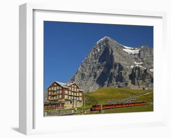 Switzerland, Bern Canton, Kleine Scheidegg, Jungfraubahn Train and the Eiger North Face-Jamie And Judy Wild-Framed Photographic Print