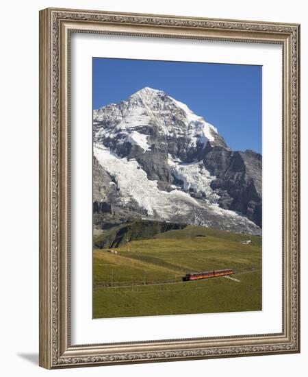 Switzerland, Bern Canton, Kleine Scheidegg, Jungfraubahn Train Cars with the Monk-Jamie And Judy Wild-Framed Photographic Print