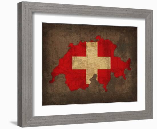 Switzerland Country Flag Map-Red Atlas Designs-Framed Giclee Print