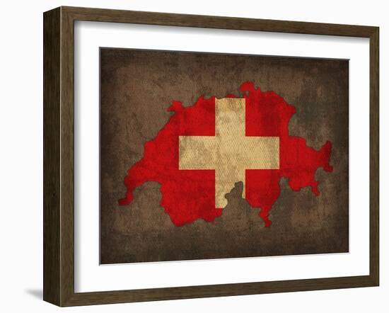 Switzerland Country Flag Map-Red Atlas Designs-Framed Giclee Print