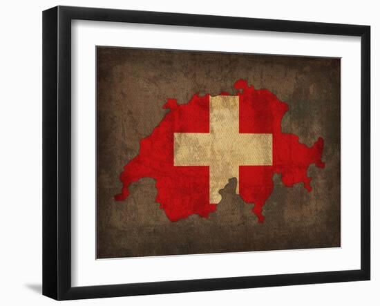 Switzerland Country Flag Map-Red Atlas Designs-Framed Giclee Print