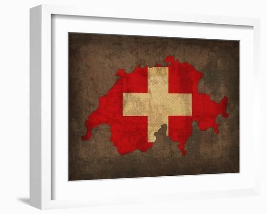 Switzerland Country Flag Map-Red Atlas Designs-Framed Giclee Print