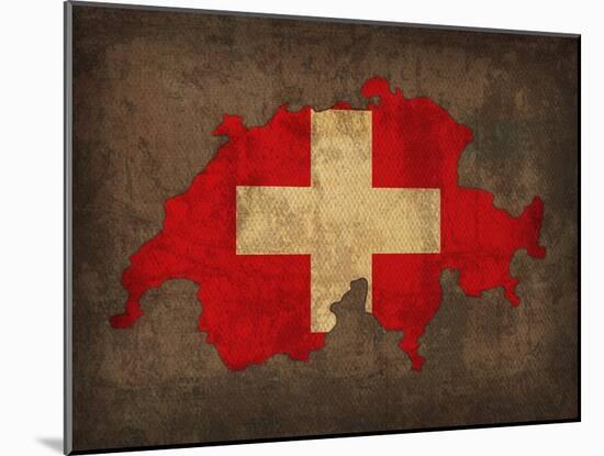 Switzerland Country Flag Map-Red Atlas Designs-Mounted Giclee Print