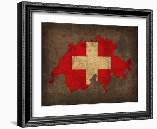 Switzerland Country Flag Map-Red Atlas Designs-Framed Giclee Print