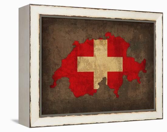 Switzerland Country Flag Map-Red Atlas Designs-Framed Premier Image Canvas