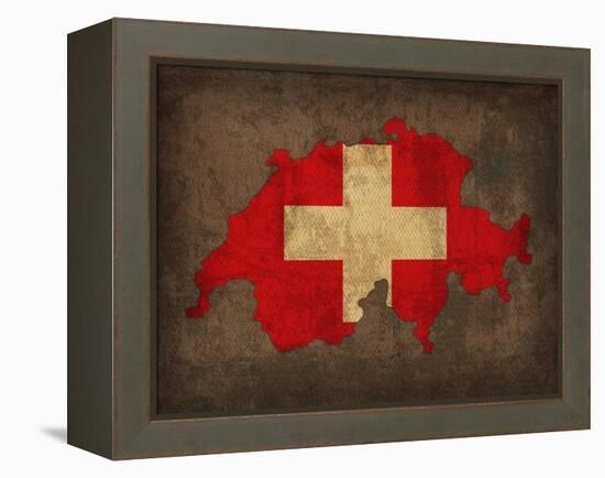 Switzerland Country Flag Map-Red Atlas Designs-Framed Premier Image Canvas