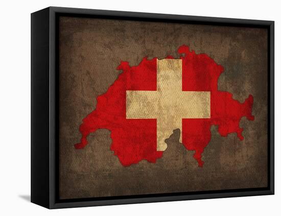 Switzerland Country Flag Map-Red Atlas Designs-Framed Premier Image Canvas