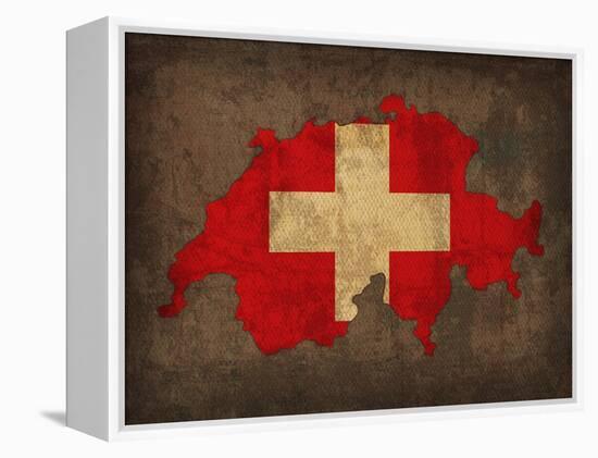 Switzerland Country Flag Map-Red Atlas Designs-Framed Premier Image Canvas