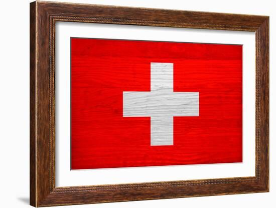 Switzerland Flag Design with Wood Patterning - Flags of the World Series-Philippe Hugonnard-Framed Art Print