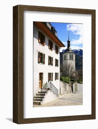 Switzerland, Fribourg, Gruy?res in the Swiss Canton Fribourg, View of Town with Church-Uwe Steffens-Framed Photographic Print