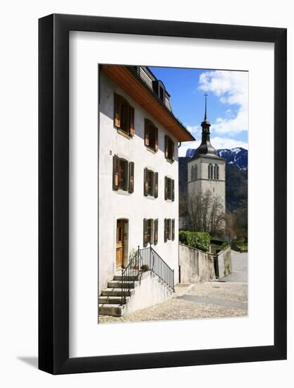 Switzerland, Fribourg, Gruy?res in the Swiss Canton Fribourg, View of Town with Church-Uwe Steffens-Framed Photographic Print