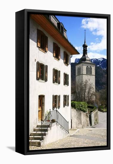 Switzerland, Fribourg, Gruy?res in the Swiss Canton Fribourg, View of Town with Church-Uwe Steffens-Framed Premier Image Canvas