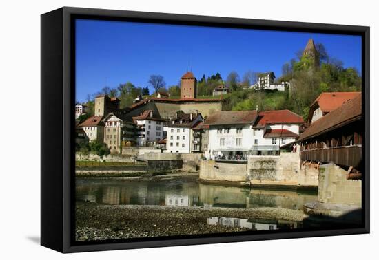 Switzerland, Fribourg on the Sarine River, Cats Tower and Red Tower-Uwe Steffens-Framed Premier Image Canvas