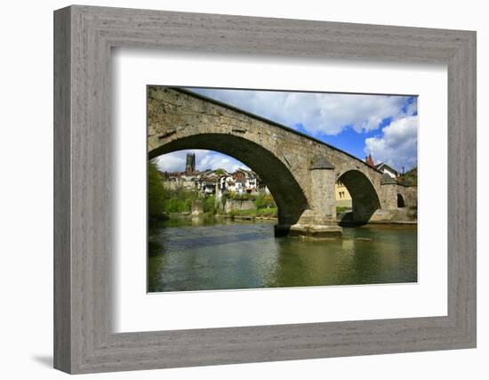 Switzerland, Fribourg on the Sarine River, on the Left the Tower of the Saint Nicholas Cathedral-Uwe Steffens-Framed Photographic Print