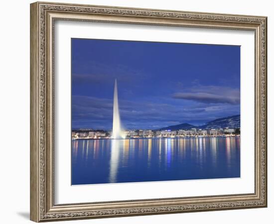 Switzerland, Geneva, Lake Geneva / Lac Leman and Jet D'Eau Fountain-Michele Falzone-Framed Photographic Print