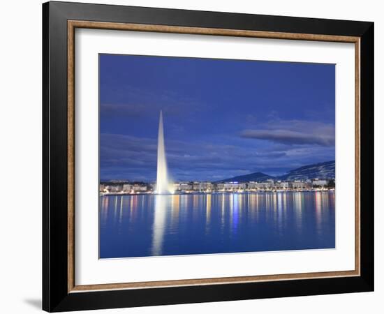 Switzerland, Geneva, Lake Geneva / Lac Leman and Jet D'Eau Fountain-Michele Falzone-Framed Photographic Print