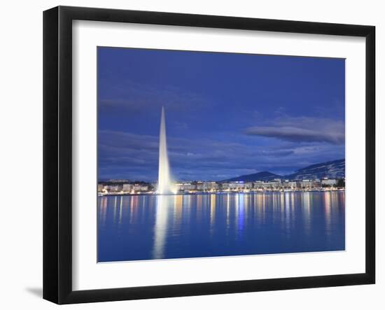 Switzerland, Geneva, Lake Geneva / Lac Leman and Jet D'Eau Fountain-Michele Falzone-Framed Photographic Print