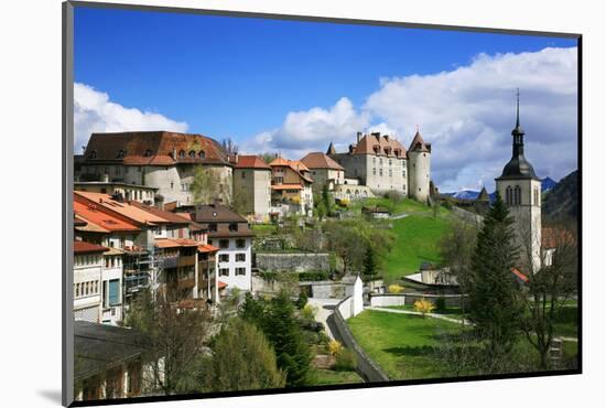 Switzerland, Gruy?res Castle and Town in the Swiss Canton Fribourg on a Spring Day-Uwe Steffens-Mounted Photographic Print