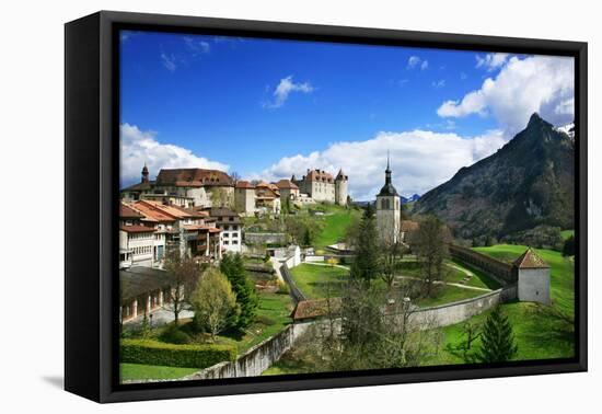 Switzerland, Gruy?res Castle and Town in the Swiss Canton Fribourg on a Spring Day-Uwe Steffens-Framed Premier Image Canvas