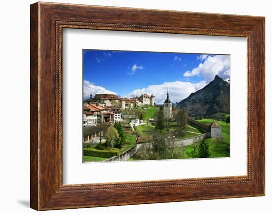 Switzerland, Gruy?res Castle and Town in the Swiss Canton Fribourg on a Spring Day-Uwe Steffens-Framed Photographic Print