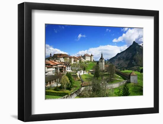 Switzerland, Gruy?res Castle and Town in the Swiss Canton Fribourg on a Spring Day-Uwe Steffens-Framed Photographic Print