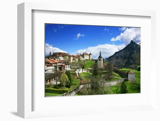 Switzerland, Gruy?res Castle and Town in the Swiss Canton Fribourg on a Spring Day-Uwe Steffens-Framed Photographic Print