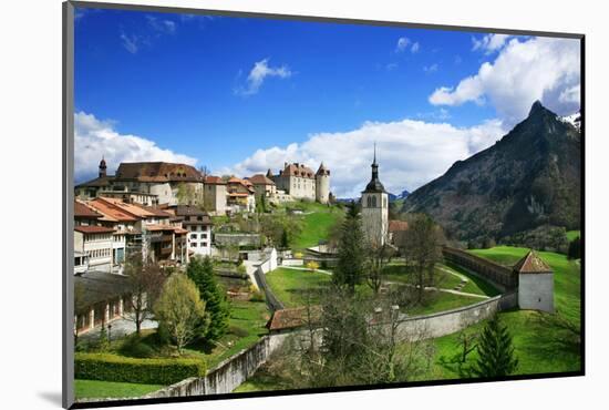 Switzerland, Gruy?res Castle and Town in the Swiss Canton Fribourg on a Spring Day-Uwe Steffens-Mounted Photographic Print