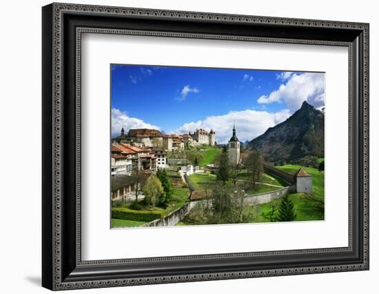 Switzerland, Gruy?res Castle and Town in the Swiss Canton Fribourg on a Spring Day-Uwe Steffens-Framed Photographic Print