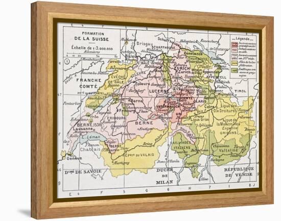 Switzerland Historical Development Old Map-marzolino-Framed Stretched Canvas