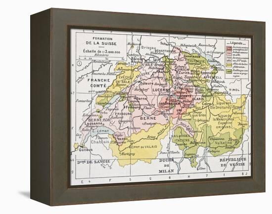 Switzerland Historical Development Old Map-marzolino-Framed Stretched Canvas