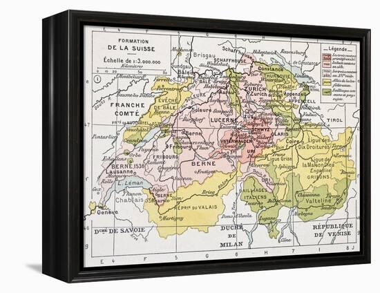 Switzerland Historical Development Old Map-marzolino-Framed Stretched Canvas