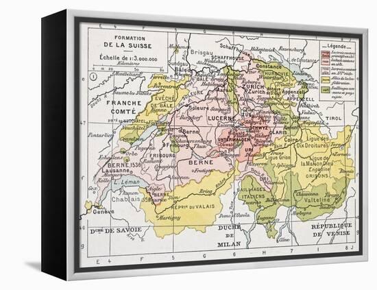 Switzerland Historical Development Old Map-marzolino-Framed Stretched Canvas