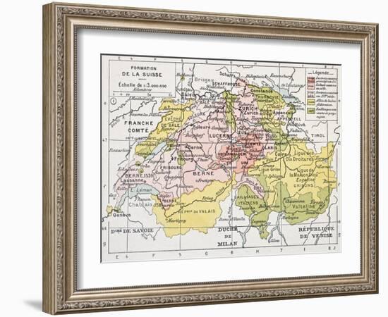 Switzerland Historical Development Old Map-marzolino-Framed Art Print