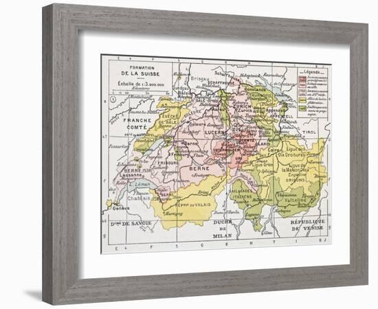 Switzerland Historical Development Old Map-marzolino-Framed Art Print