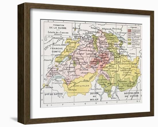 Switzerland Historical Development Old Map-marzolino-Framed Art Print