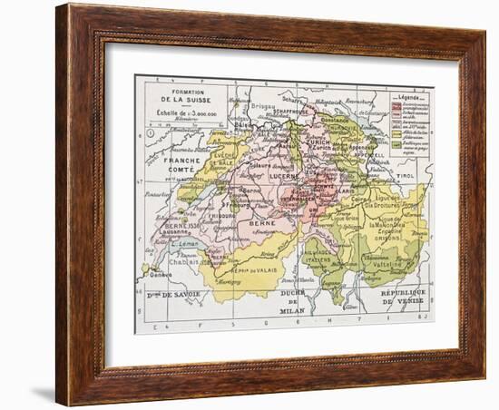 Switzerland Historical Development Old Map-marzolino-Framed Art Print