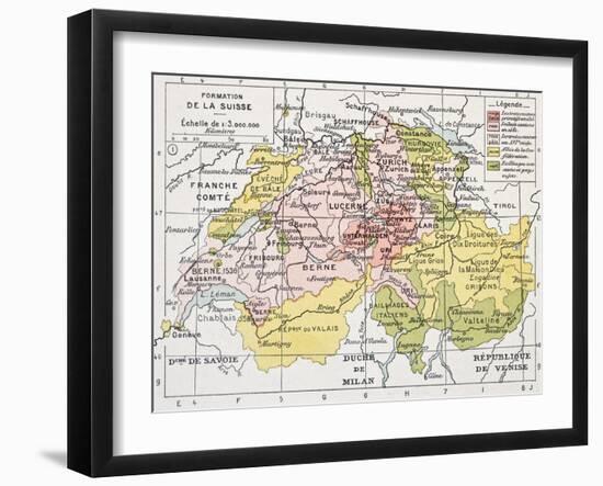 Switzerland Historical Development Old Map-marzolino-Framed Art Print