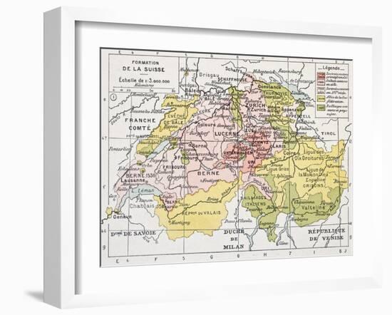 Switzerland Historical Development Old Map-marzolino-Framed Art Print