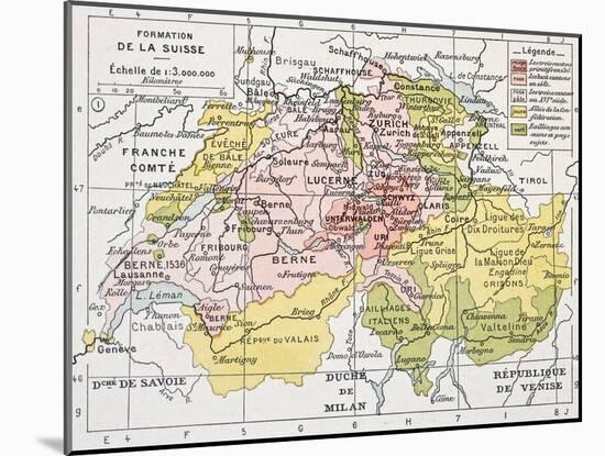 Switzerland Historical Development Old Map-marzolino-Mounted Art Print