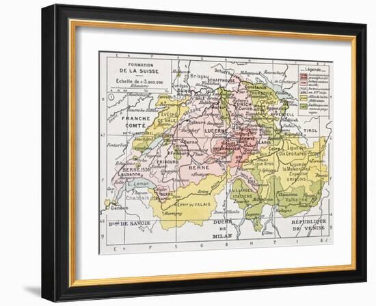 Switzerland Historical Development Old Map-marzolino-Framed Art Print